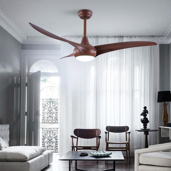 3 Rotary Vane DC220V LED 12W Wood Ceiling Fan Light for Household Hotel