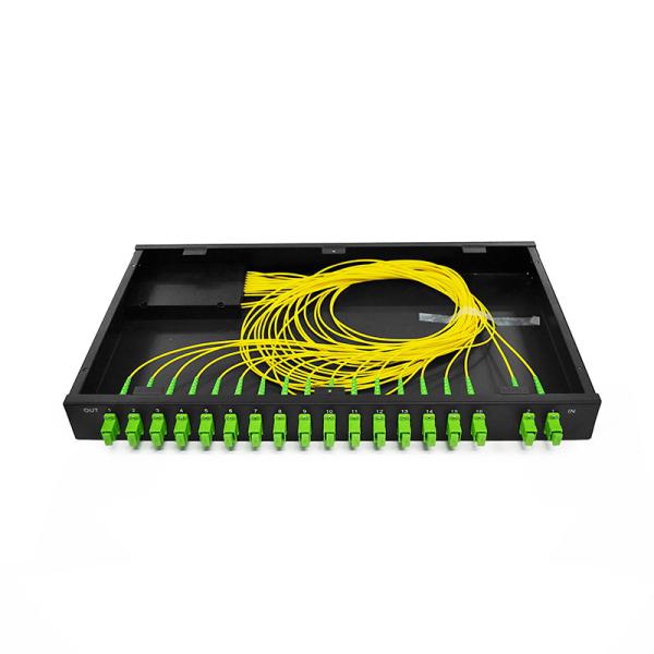 diviseur optique 1U de fibre de bâti de support de 1x16 2x16 division uniforme de puissance de boîte en métal de 19 pouces