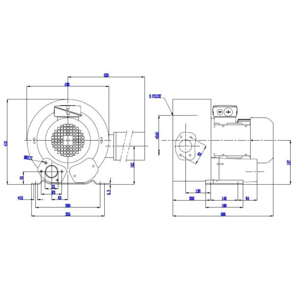 220 / 380V 260 mbar Air Ring Blower For Sewage Treatment Vacuum Cleaner