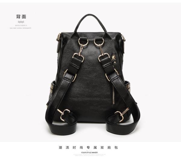 Boutique fashion leather handbag shoulder bag black backpack female