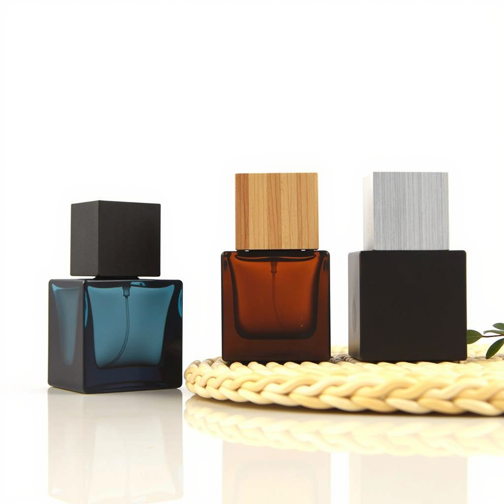 Luxury Square Glass Spray Perfume Bottle 30ml 50ml 100ml Customized Printing