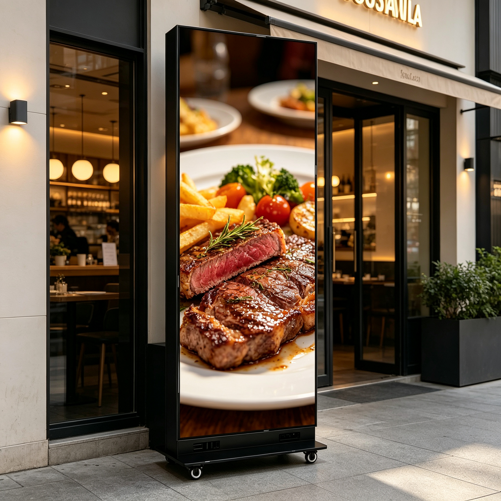 LED Poster Digital Display 80 Inch Foldable Movable Media Player Speaker Booth Hall Meetings
