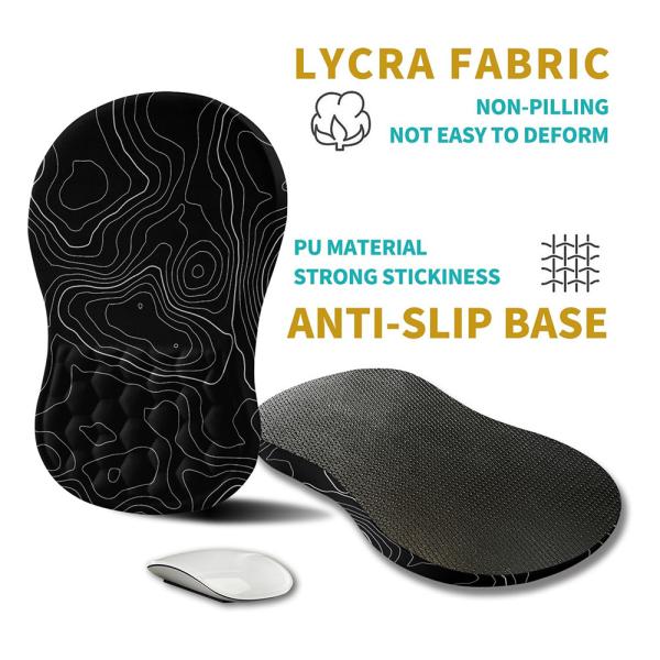 Stock Memory Foam Slope Massage Bulge Topographic Contour Ergonomic Mouse Pad Wrist Rest Support Mousepad