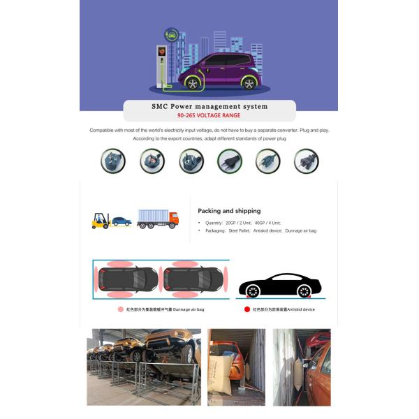 2024 Eléctrico Máximo alcance de 400 km Autos eléctricos 4 ruedas panel solar Car LHD Logotipo delantero Posición del conductor trasero