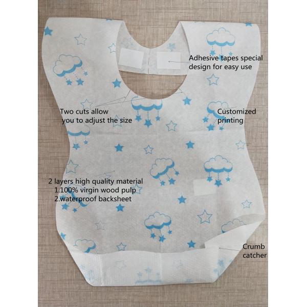 Anti Bacterial 24.5*34.5cm Waterproof Disposable Baby Bib