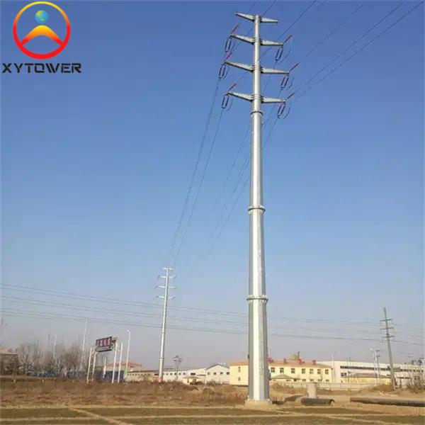 High Voltage 10kV-500kV Flange Type Electric Power Transmission Lines Monopole Tower
