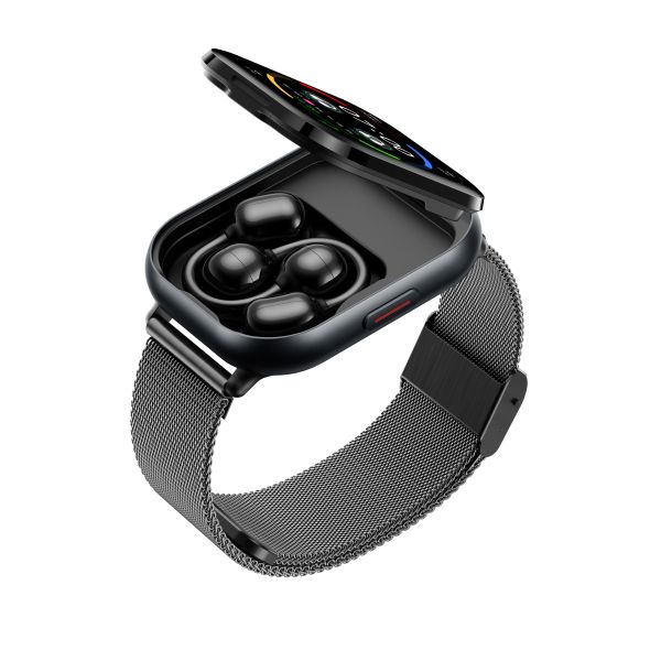 Ergonomic Heart Rate Smart Watch With Earbuds , Sleep Monitoring Smartwatch 2 In 1