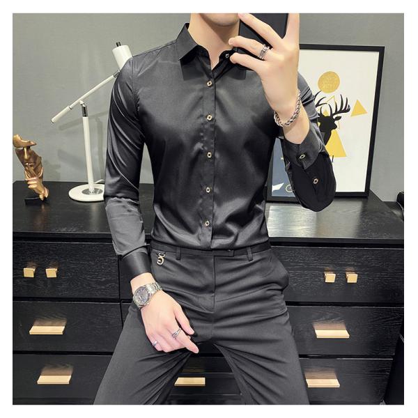 Long-Sleeved Custom Formal Shirt For Men Printed Polyester Cotton Slim Fit Casual Shirt