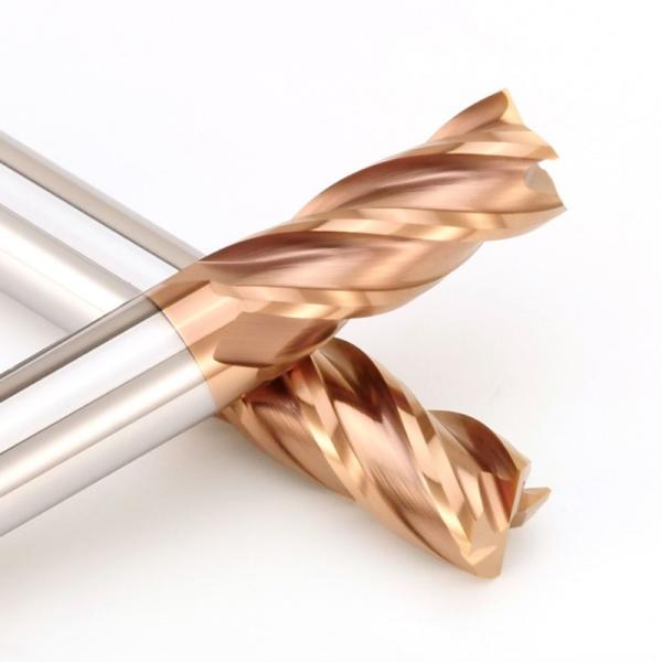 Square Solid Carbide End Mill HRC55 Degree Bronze Color Coating 4 Flutes
