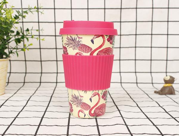 Multicolor Bamboo Fiber Coffee Mug 500ml Biodegradable Reusable Coffee Cups