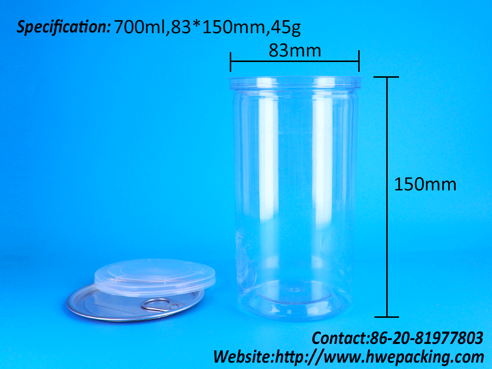 Food Grade Clear PET Plastic Jar Easy Open Aluminum Lids Food Packaging Solutions