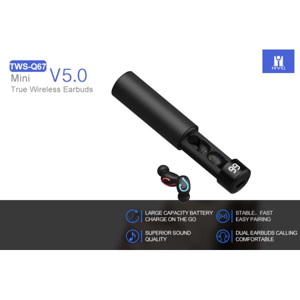 Digital Display Power Bank Earphones Cylindrical Black Battery Case Little Bean Eadbuds