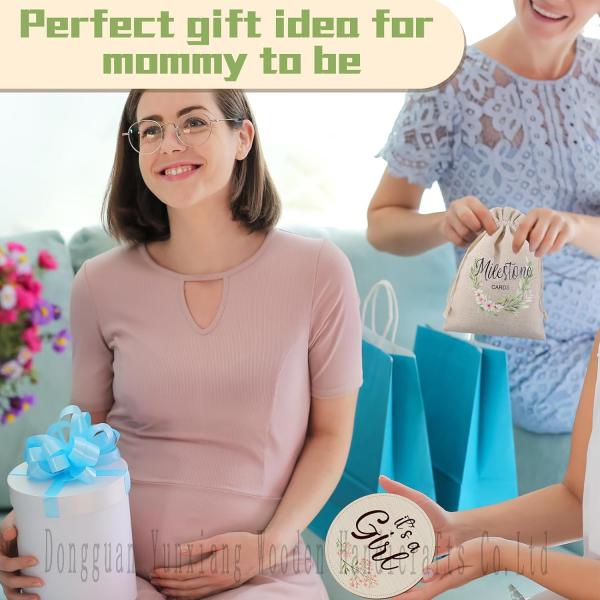 Classic Plywood Baby Monthly Milestone Discs, Wooden Discs for Baby Announcement and Milestones