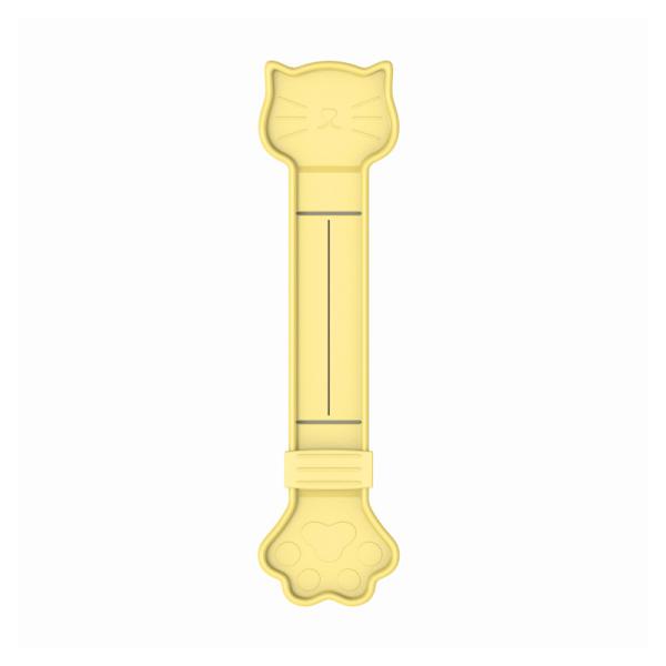 Yellow Domestic Cat Strip Feeder Dispenses Precise Portions Custom Pet Products