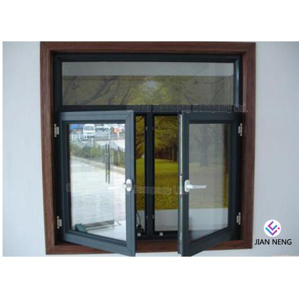 Tempered Safety Glass Aluminum Casement Windows , Powder Coating Finished