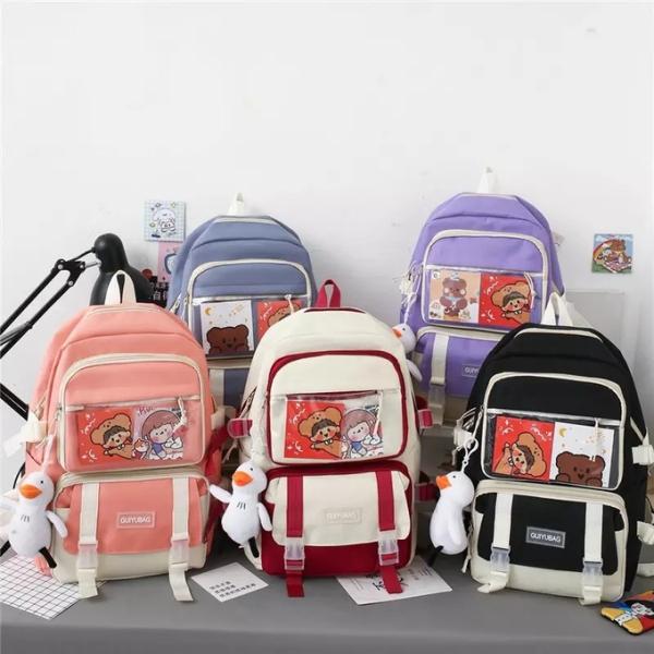 OEM 1.35 Inch Girls School Bag Set Large Capacity 5 In 1 Backpack Sling Pencil Bag