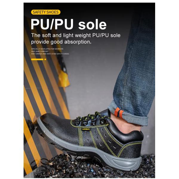 Chaussures de sécurité de construction industrielle Chaussures en cuir noir pour hommes