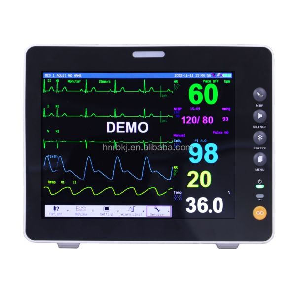 Cheap 38*20*41CM Size 3.24kg Net Weight Patient Monitor ECG Monitor with Moveable Stand for ICU Room