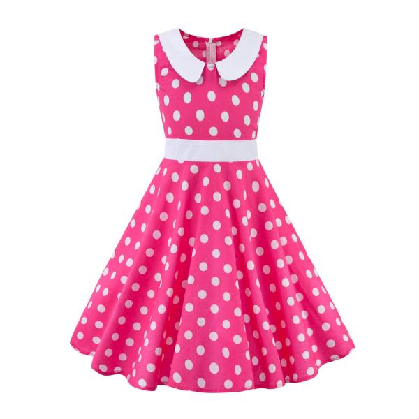 Girls Show Skirt Polka Dot Flower Doll Collar Retro Summer Children'S Clothing