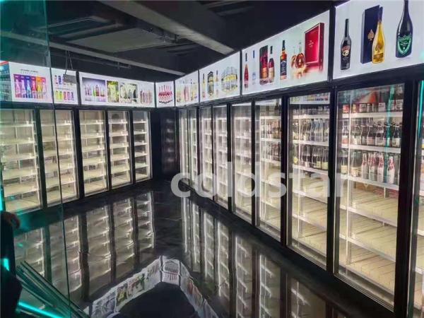 Front And Rear Open Glass Door Beverage Cooler , Soft Drink Display Fridge , Convenience Store Cold Drink Refrigerator