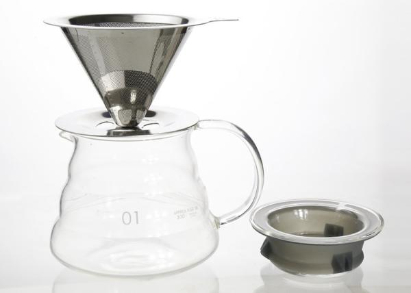 Portable Pour Over Drip Coffee Maker 4 Cup Double Wall With Glass Pot