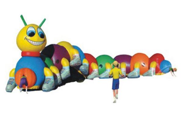 Outside 18m Long Funny Caterpillar Inflatable Tunnels Double N Quadruple Stitching