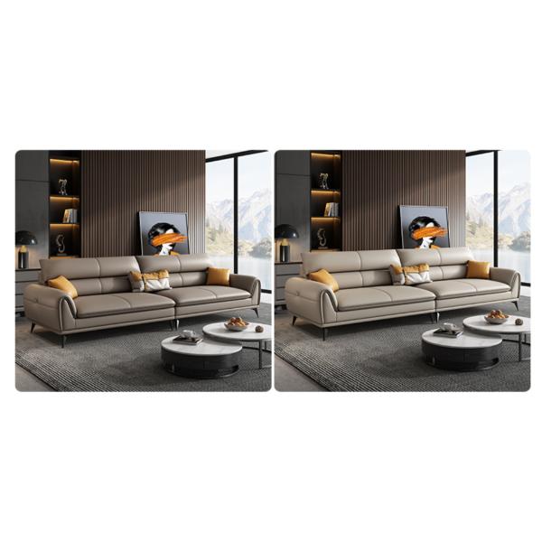 Серого цвета мебели комнаты прожития прямоугольника кожаный диван 3.4x0.95m стиля роскошного итальянский