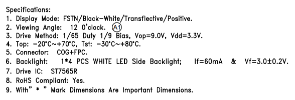 3.1 Inch 128x64 Dot Matrix LCD Display with COG Technology for Industrial and Medical Instruments