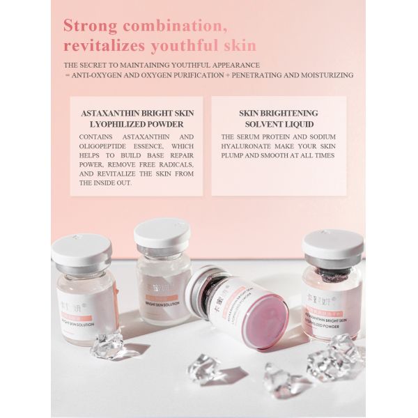 OEM Hot Selling Lightening Moisturizer Astaxanthin Repair Essence Brightening Repair Freeze-Dried Powder Firming Ampoule Serum