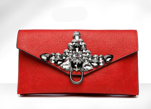Ladies Crystal Clutch Bag Evening Wedding Rhinestone Silver Purse Chain Cross Body Bag