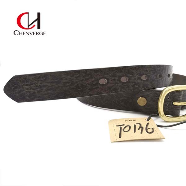 Cowhide Crocodile Embossed Leather Belt