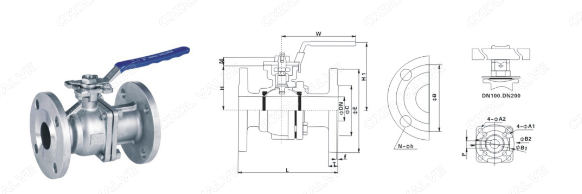 Stainless Steel Ball Valve A351Gr.CF8 Flange Both Ends Type With Handle Lever