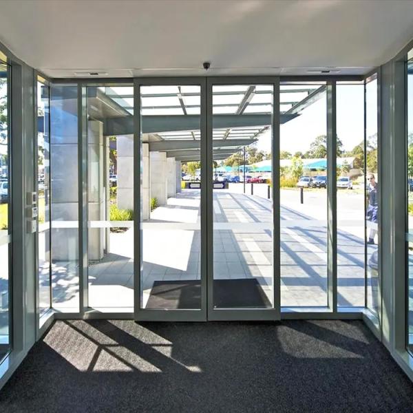Hoteles / Edificios de oficinas Puertas de cristal deslizantes inteligentes Protección de seguridad Puertas de cristal deslizantes automáticas comerciales Fabricantes