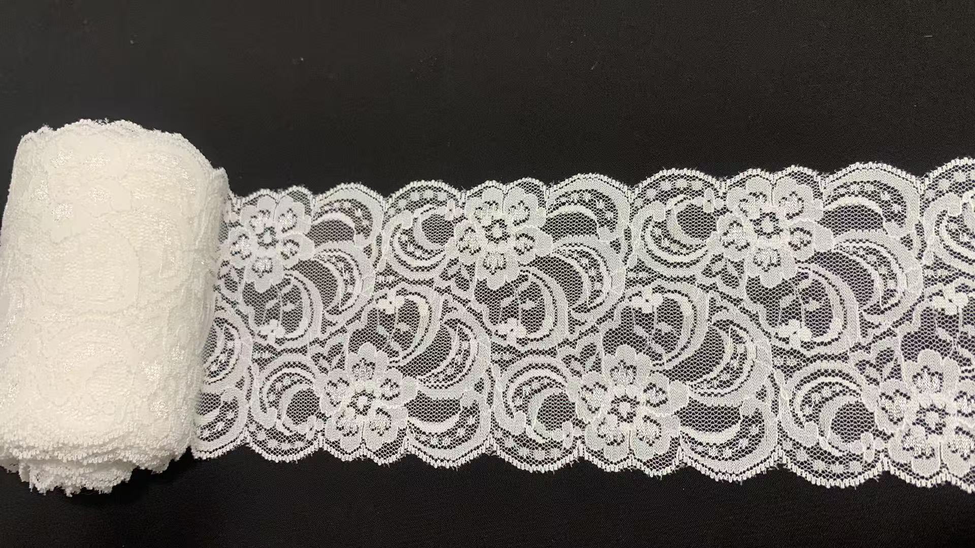 8.5cm Delicate Scalloped Floral Lace Trim with Dense Mesh Weave for Garment Edging