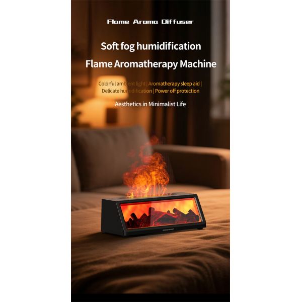 Customized Logo Electric Aroma Oil Diffuser Powered Flame Humidifier Waterless Design