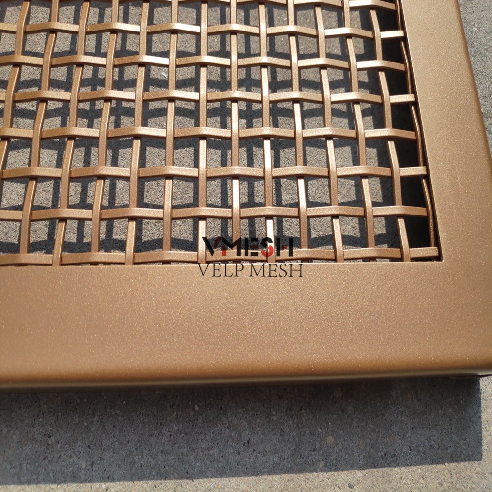 Custom Architectural Metal Mesh Gold Finish Stainless Steel Woven Architectural Panel