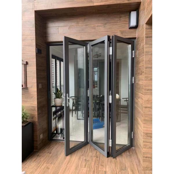 Aluminum Inward Opening Glazed Balcony Bifolding Windows Horizontal Folding Glass Window triple insulated glass