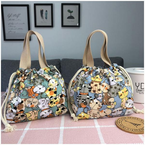Durable Embroidery Logo Cloth Drawstring Bags For Lunch Box 10 * 12CM