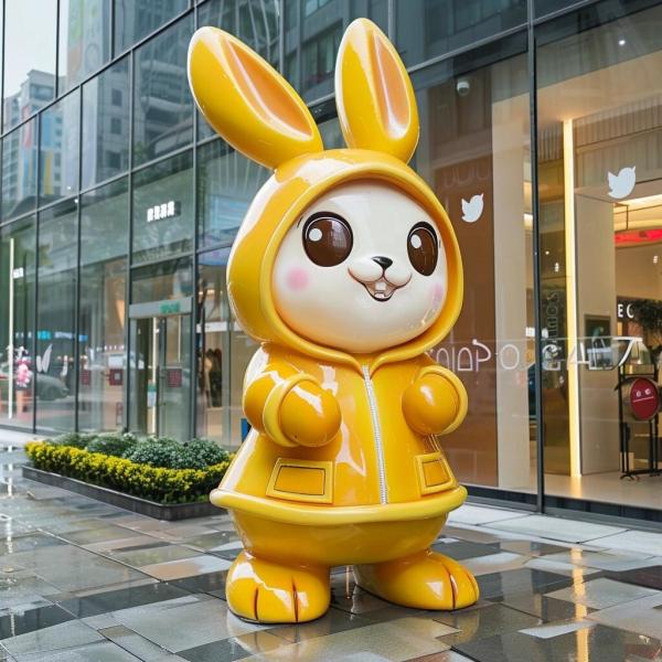 Eco-friendly Garden Decoration Life Size Fiberglass Ornament Model Outdoor Cartoon Rabbit Statue