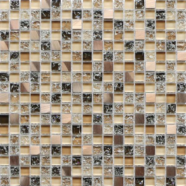 Light red crack crystal glass mix metal mosaic tile high grade style