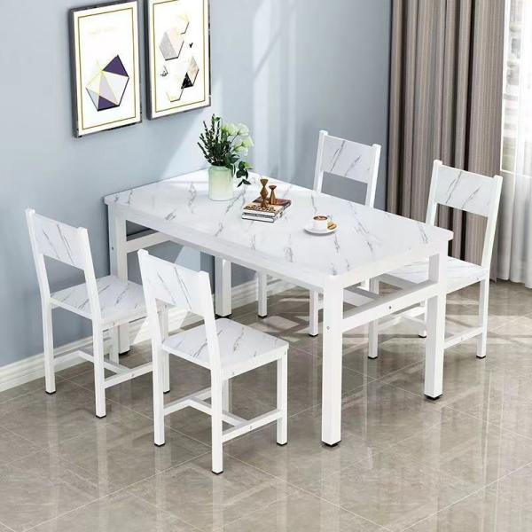 Home Furniture Dining Table and Chair Set with Iron Metal Frame in Rectangular Shape