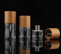 Recipientes cosméticos do vidro de bambu de alta qualidade do tampão da garrafa do verniz para as unhas