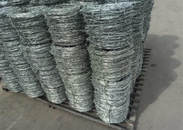 Silver Zinc Coated Barbed Wire , Galvanized Razor Wire High Strength