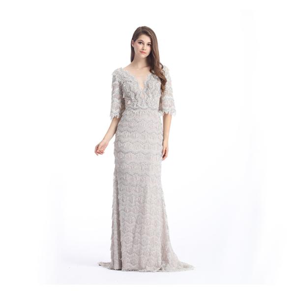 Fishtail Long Ladies Evening Dresses  V - Neck Anti Wrinkle And Eco Friendly