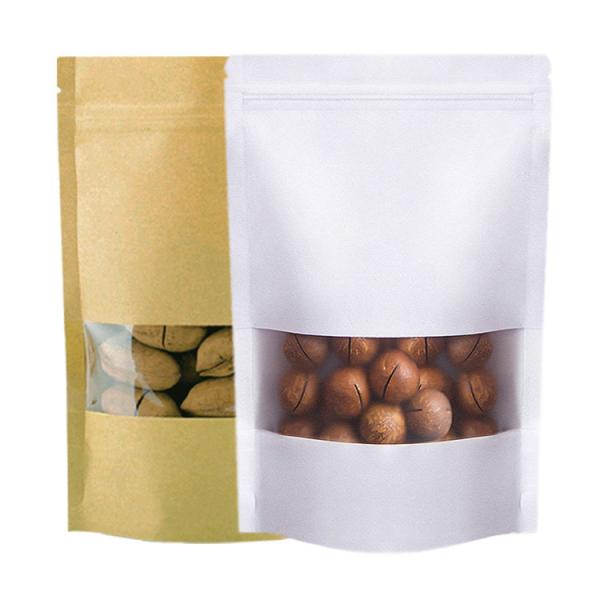 Resealable 28g CPP Kraft k Paper Bag Eight Side Sealing With Window