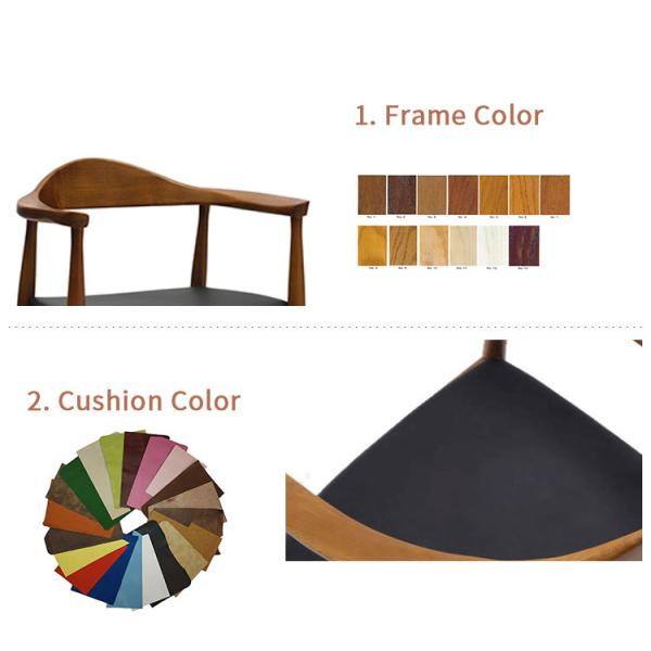 Restaurante nórdico de piernas cortas de madera usada silla de comedor de teca imitada con tapicería de vinilo