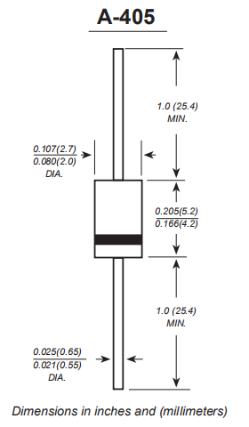 FR102 FR103 FR104 Fr107 Fast Recovery Diode 1A 1000V 0.6mm 0.7mm Copper Wire