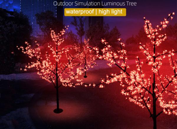 LED Iron Pole Cherry Tree Lights Peach Blossom Luminous Plant High Brightness