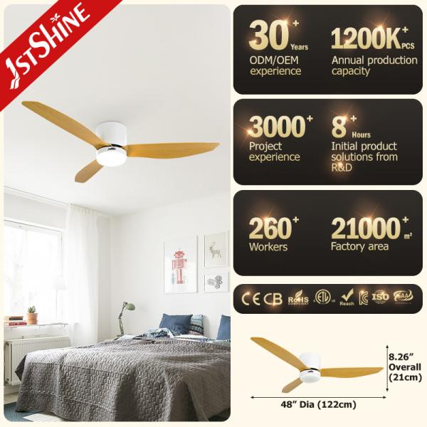 Fã de teto nivelado da montagem do motor quieto da C.C. com a luz conduzida decorativa