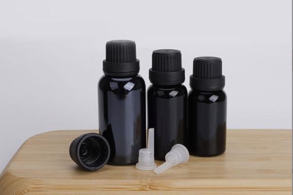 Garrafa de vidro cosmética essencial preta de garrafa de óleo 5g 10g 15g 20g 30g 50g 100g com tampão
